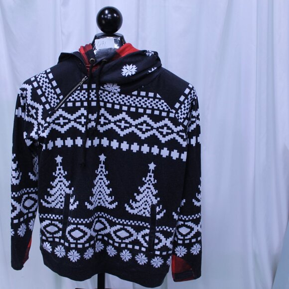 Tops - Festive Black and White Women's Hoodie